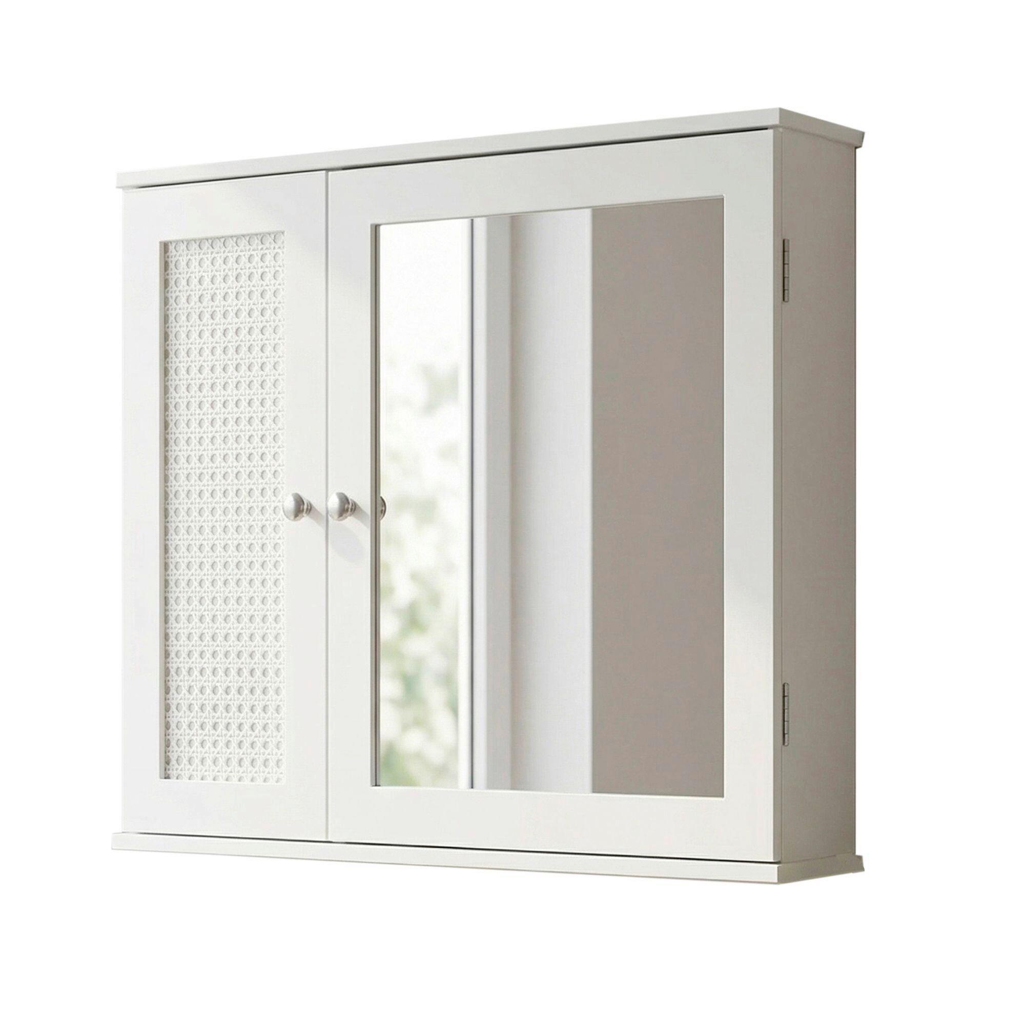SPIEGELSCHRANK Weiß B: 60cm - Weiß, Design, Glas/Holzwerkstoff (60/50/15cm) - Livetastic