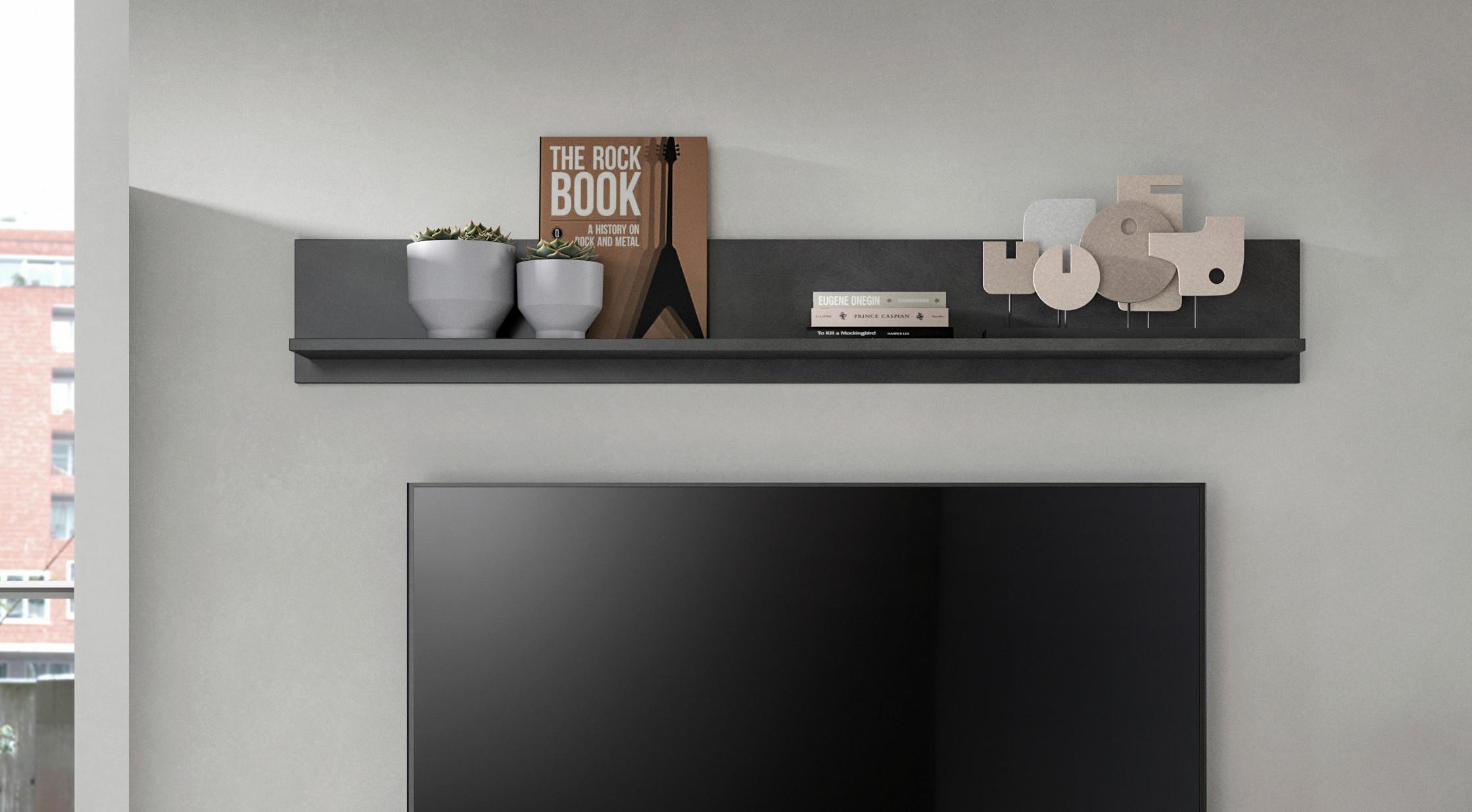 Wandboard Jam Anthrazit/naturfarben B: 140cm - Anthrazit/Naturfarben, Design, Holzwerkstoff (140/20/15cm) - MID.YOU