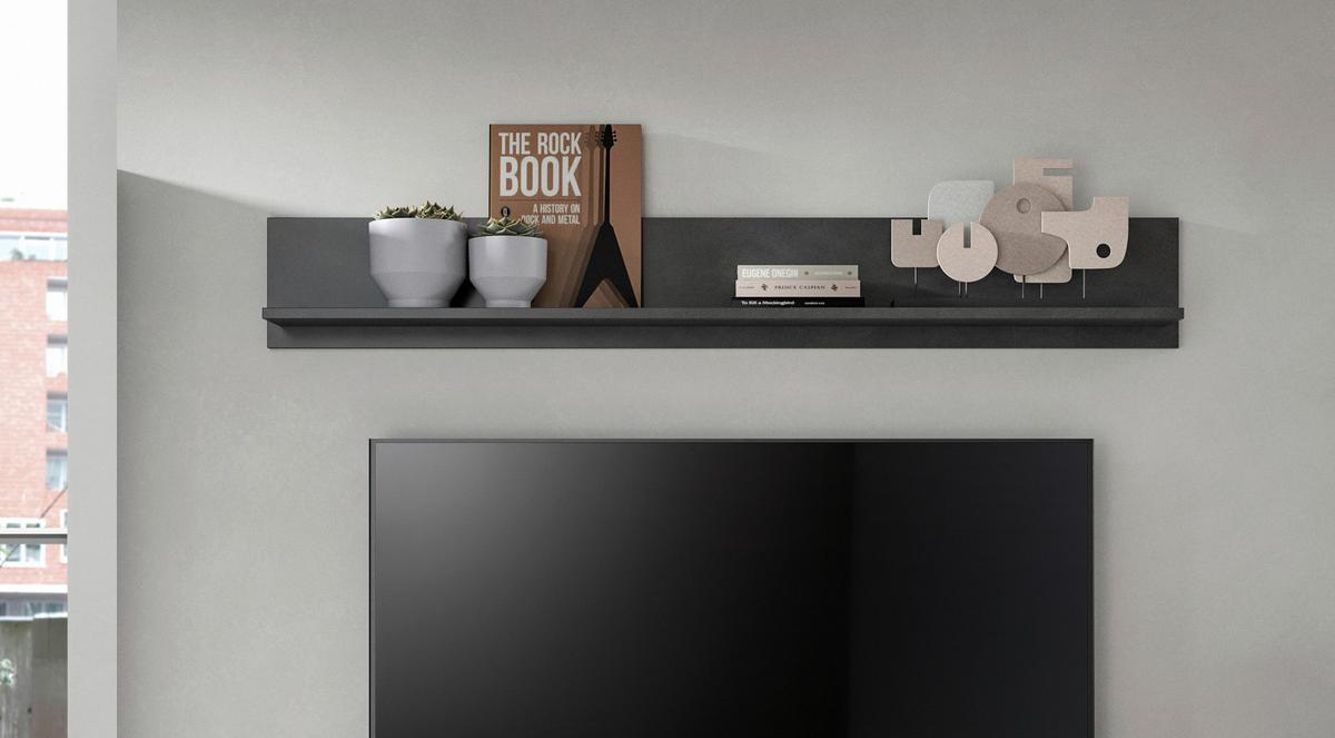 Wandboard Jam Anthrazit/naturfarben B: 140cm - Anthrazit/Naturfarben, Design, Holzwerkstoff (140/20/15cm) - MID.YOU