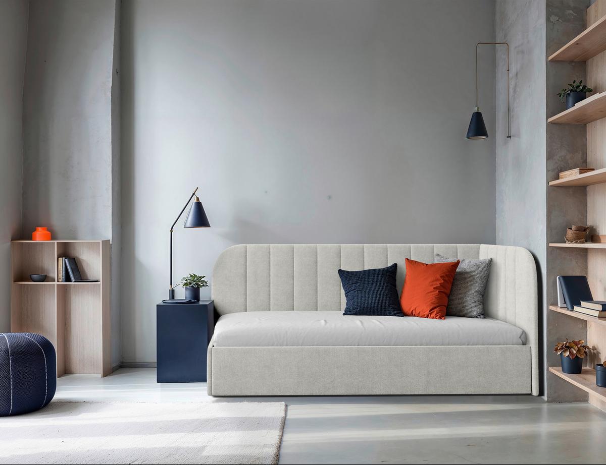 Polsterbett Millow Rechts Beige Lf: 90x200 Cm - Beige/Schwarz, MODERN, Holz/Holzwerkstoff (90/200cm) - MID.YOU