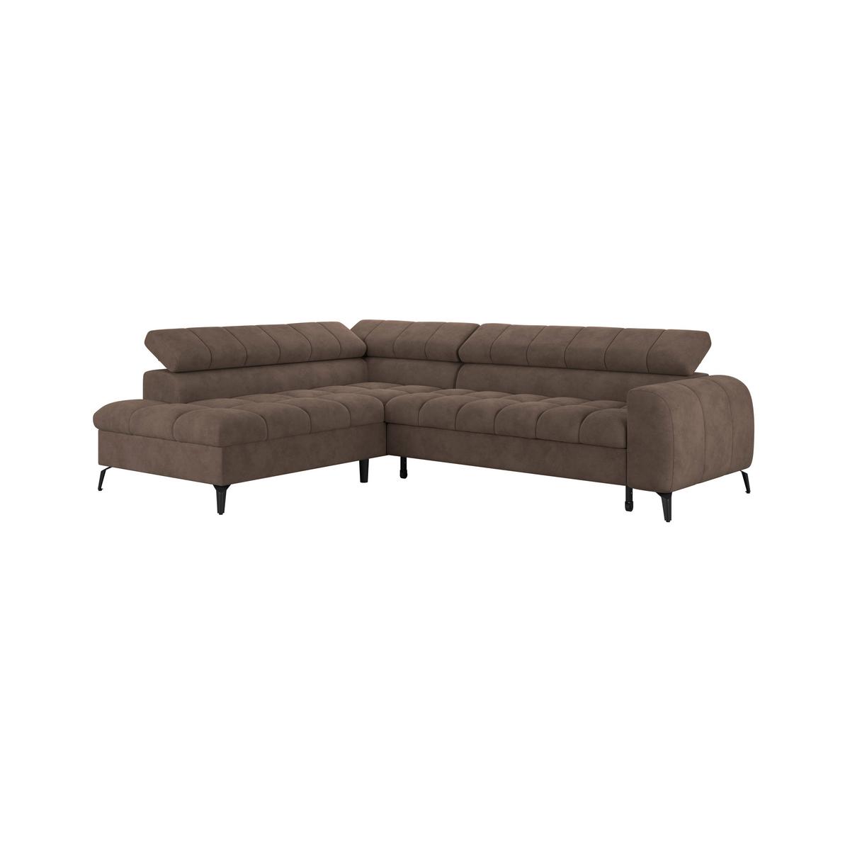 Ecksofa Volf Links New Braun, S: 203x261 Cm - Schwarz/Braun, Trend, Kunststoff/Textil (203/261cm)