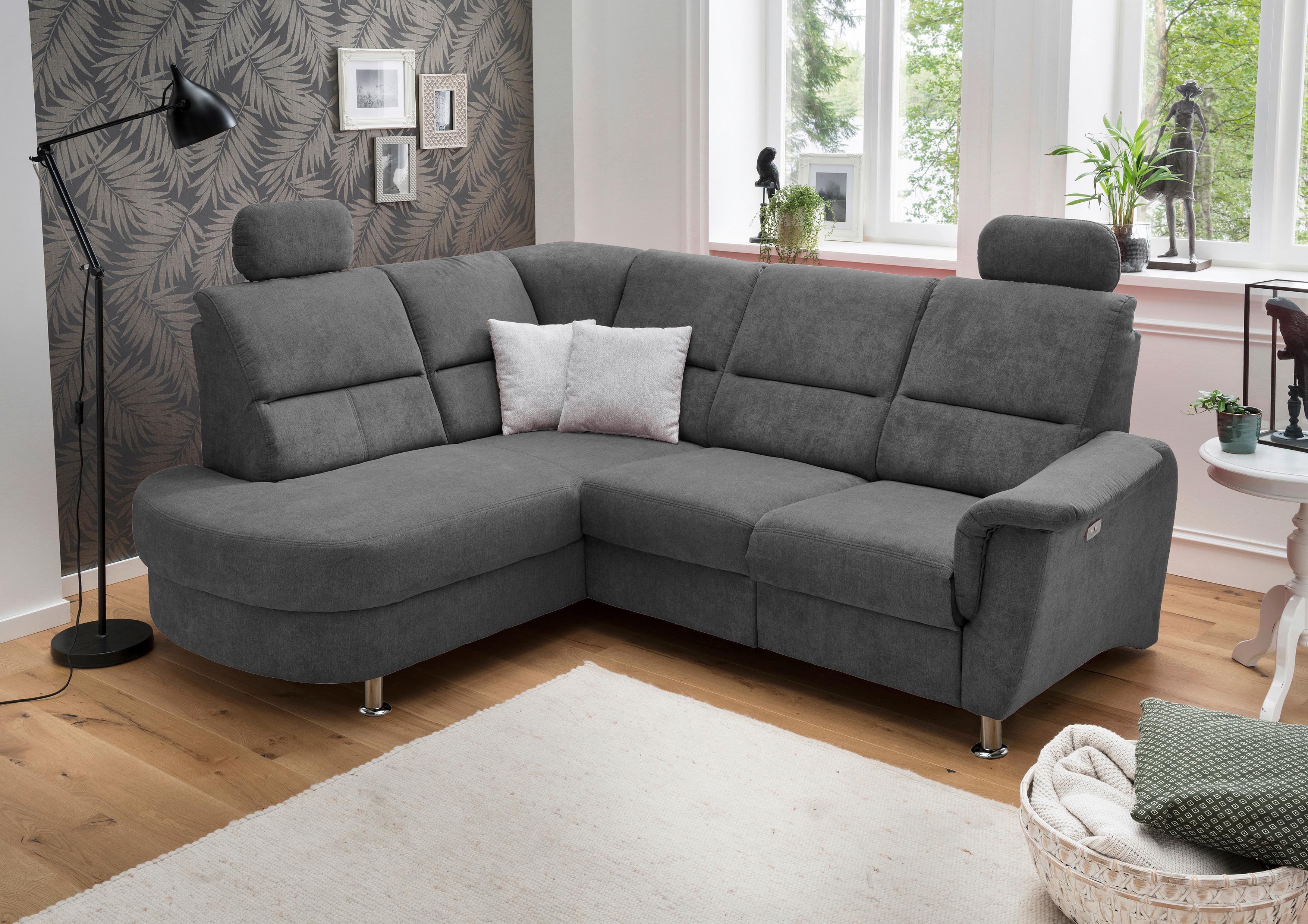 Ecksofa Parole Anthrazit S:184/231 cm - Chromfarben/Anthrazit, KONVENTIONELL, Textil (231/45/55cm) - Livetastic