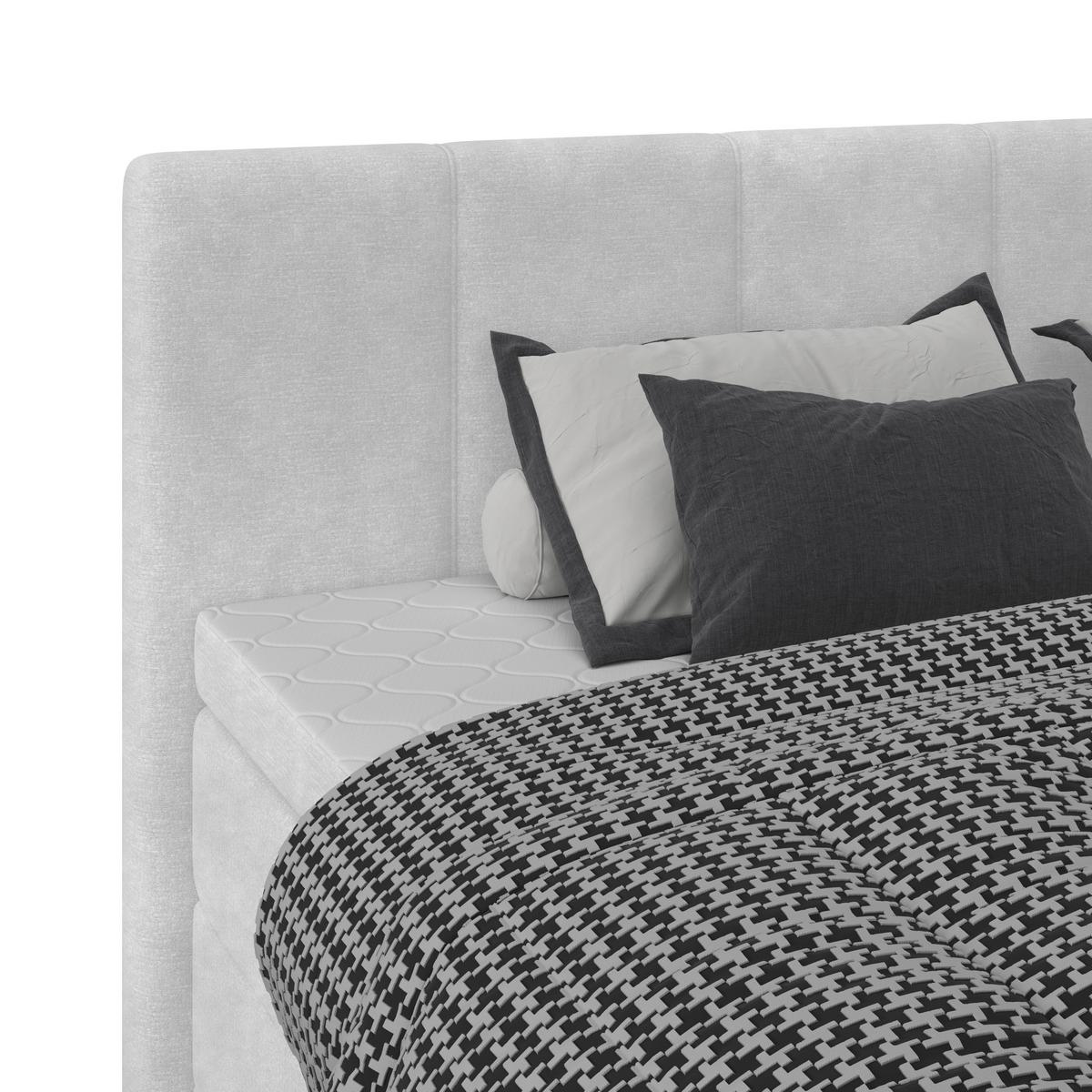 Boxspringbett mit Topper & Bettkasten 200x200 Lauro - Hellgrau/Schwarz, Trend, Textil (200/200cm)