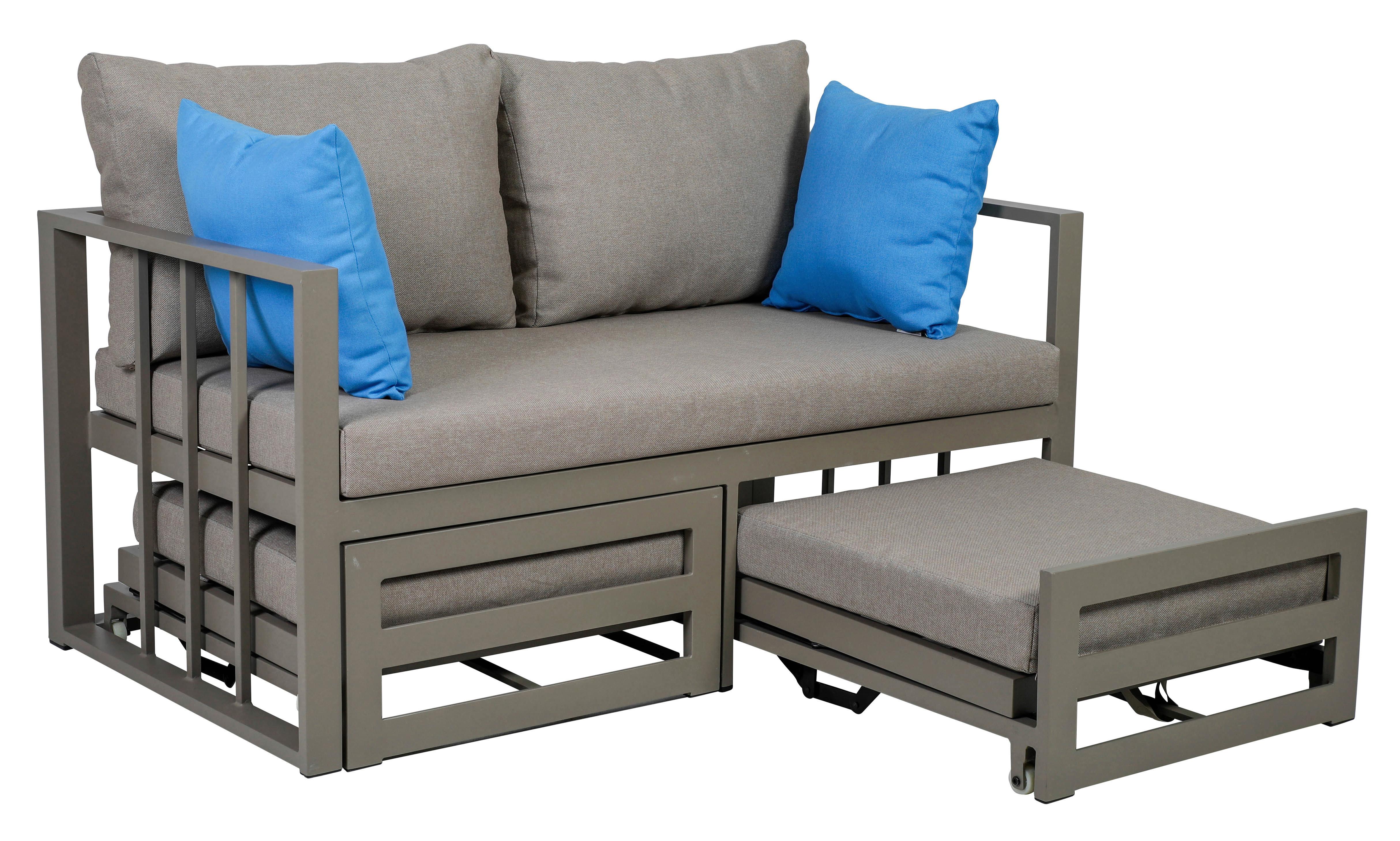2-Sitzer-Sofa Ausziehbar Nassau Palettenoptik Beige - Beige, Basics, Textil/Metall (134/63/74cm) - Ambia Garden
