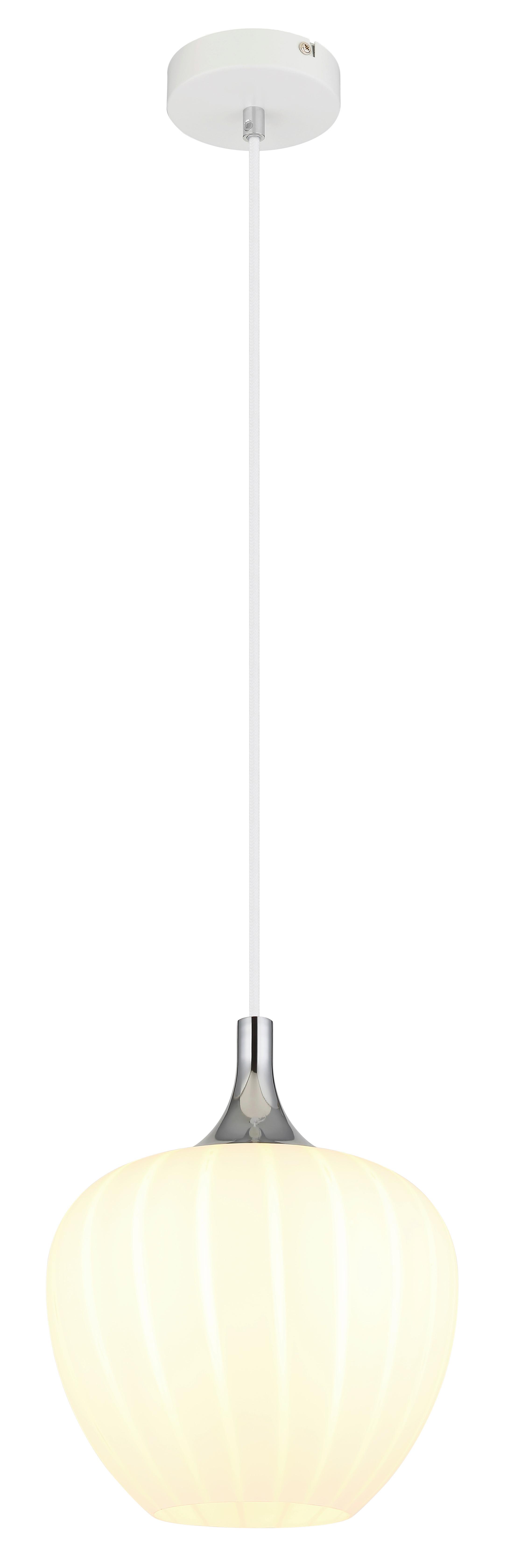 Hängeleuchte 15548hw - Chromfarben/Weiß, KONVENTIONELL, Glas/Metall (24/120cm) - Globo