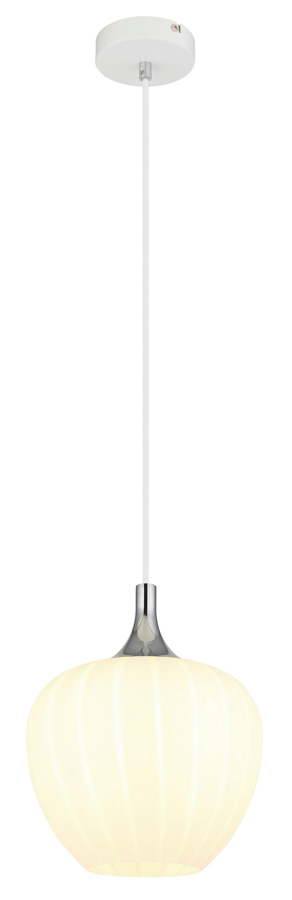 Hängeleuchte 15548hw - Chromfarben/Weiß, KONVENTIONELL, Glas/Metall (24/120cm) - Globo