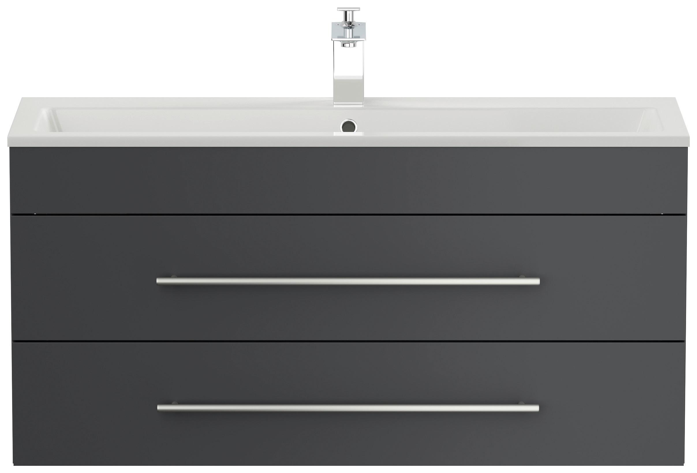 Badezimmer Portus Graphitfarben B: 100 Cm - Graphitfarben/Weiß, MODERN, Keramik/Holzwerkstoff (100cm) - MID.YOU