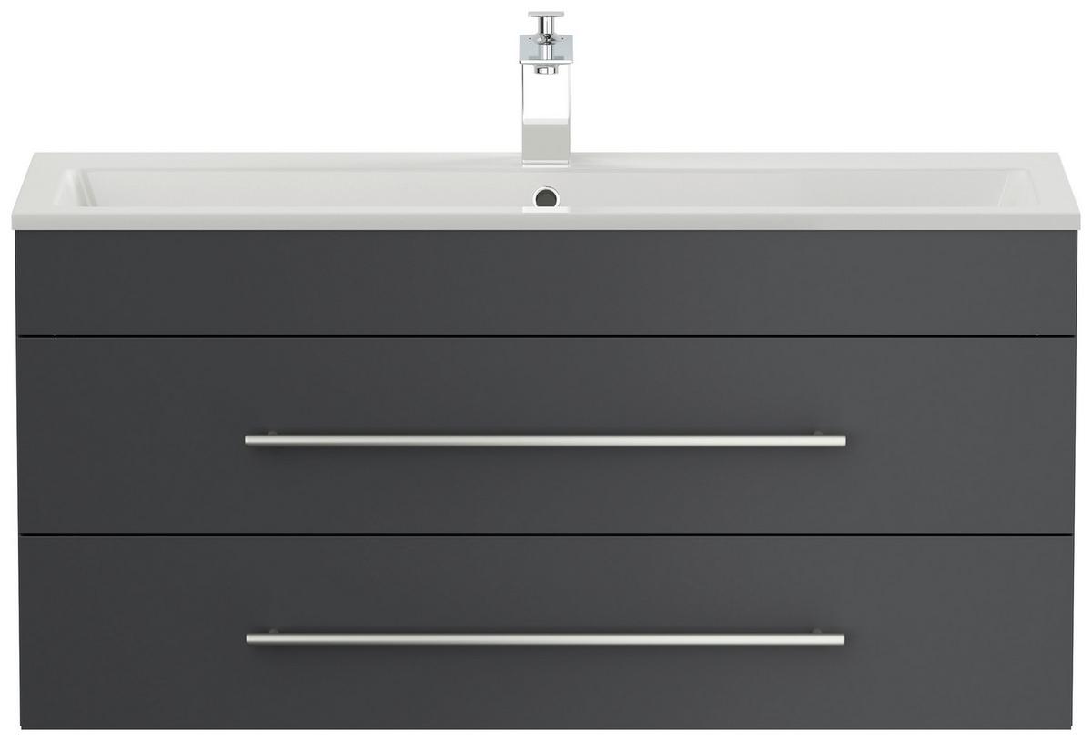 Badezimmer Portus Graphitfarben B: 100 Cm - Graphitfarben/Weiß, MODERN, Keramik/Holzwerkstoff (100cm) - MID.YOU