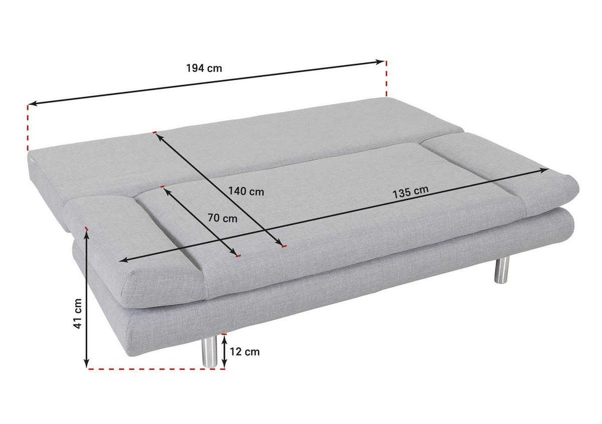 2-sitzer-sofa Mit Schlaffunktion Sorini B:194 Cm - Chromfarben/Anthrazit, Design, Textil (194/73/91cm) - Livetastic