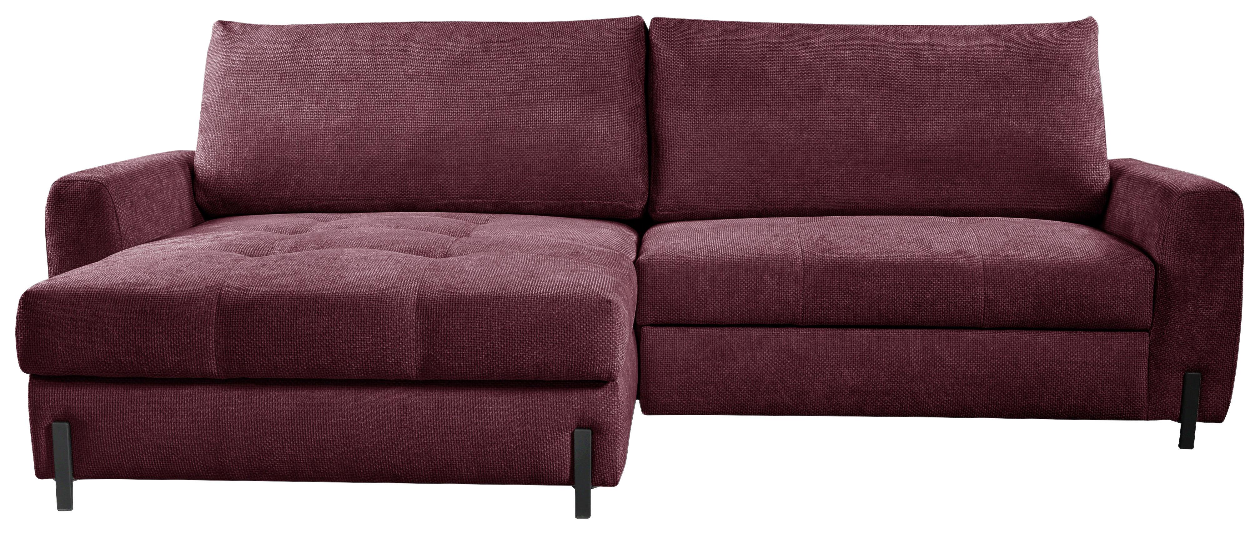 Ecksofa Naomi Bordeaux/Schwarz, 162 cm - Bordeaux/Schwarz, Design, Textil (162/265cm) - MID.YOU