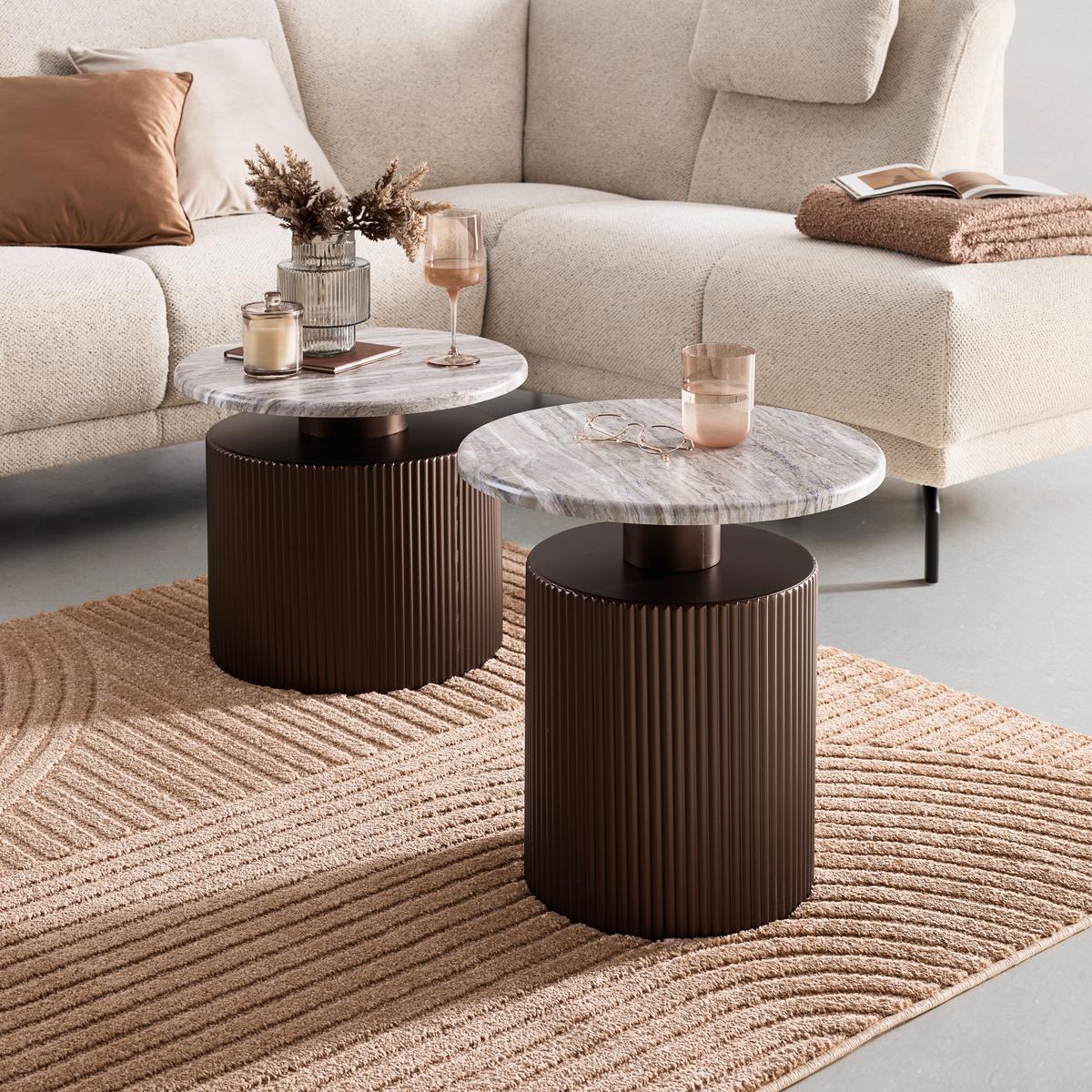 KONFERENČNÝ STOLÍK SOLCO -TREND- - bronzová/prírodná farba, Lifestyle, kov/kompozitné drevo (44/46cm) - Premium Living