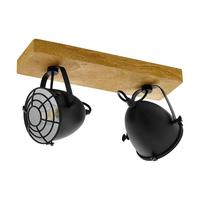 Deckenspots 49077_'gat - Schwarz/Naturfarben, Natur, Holz/Metall (36/11/20,5cm) - Eglo