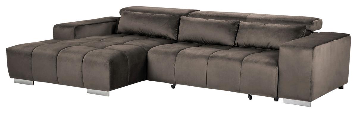 Ecksofa mit Relaxfunktion Orion Kopfstütze Klappbar Silberfar. - Silberfarben, KONVENTIONELL, Textil (186/307cm) - Livetastic