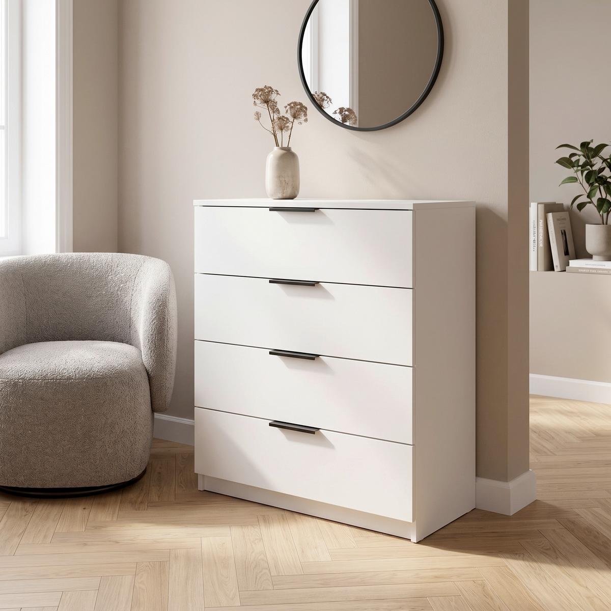 Komód Kopenhagen - fehér, Design, faalapú anyag (74/80/35cm) - Livetastic