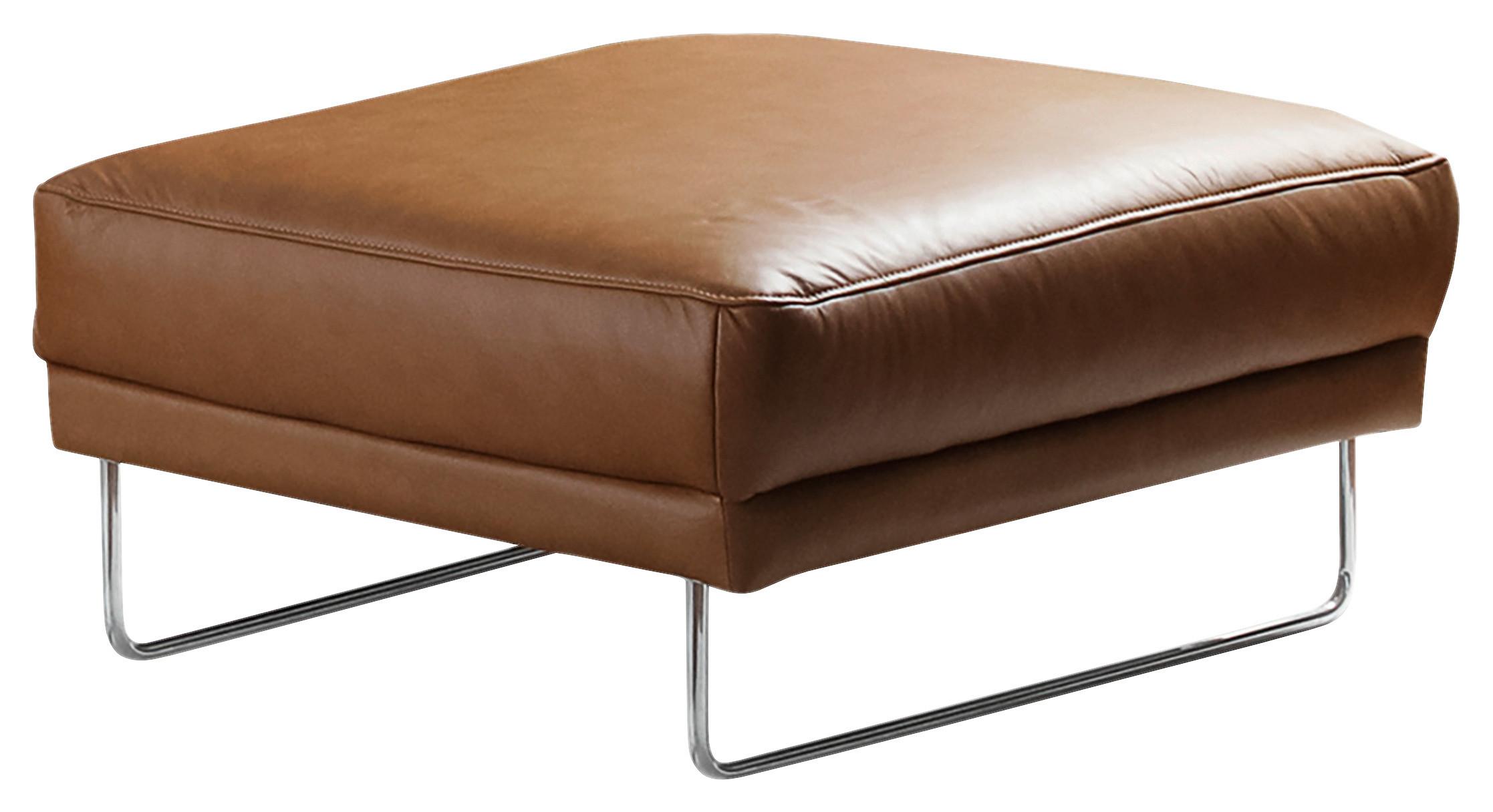 Hocker Spring Cognac Chrom B: 96 cm - Chromfarben/Cognac, Design, Leder (96/45/80cm) - P & B