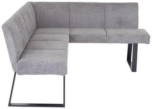 Eckbank Grau Eisen/Polyester Leinenoptik Tampa 190x150 cm - Schwarz/Grau, MODERN, Textil/Metall (190/150cm) - MID.YOU