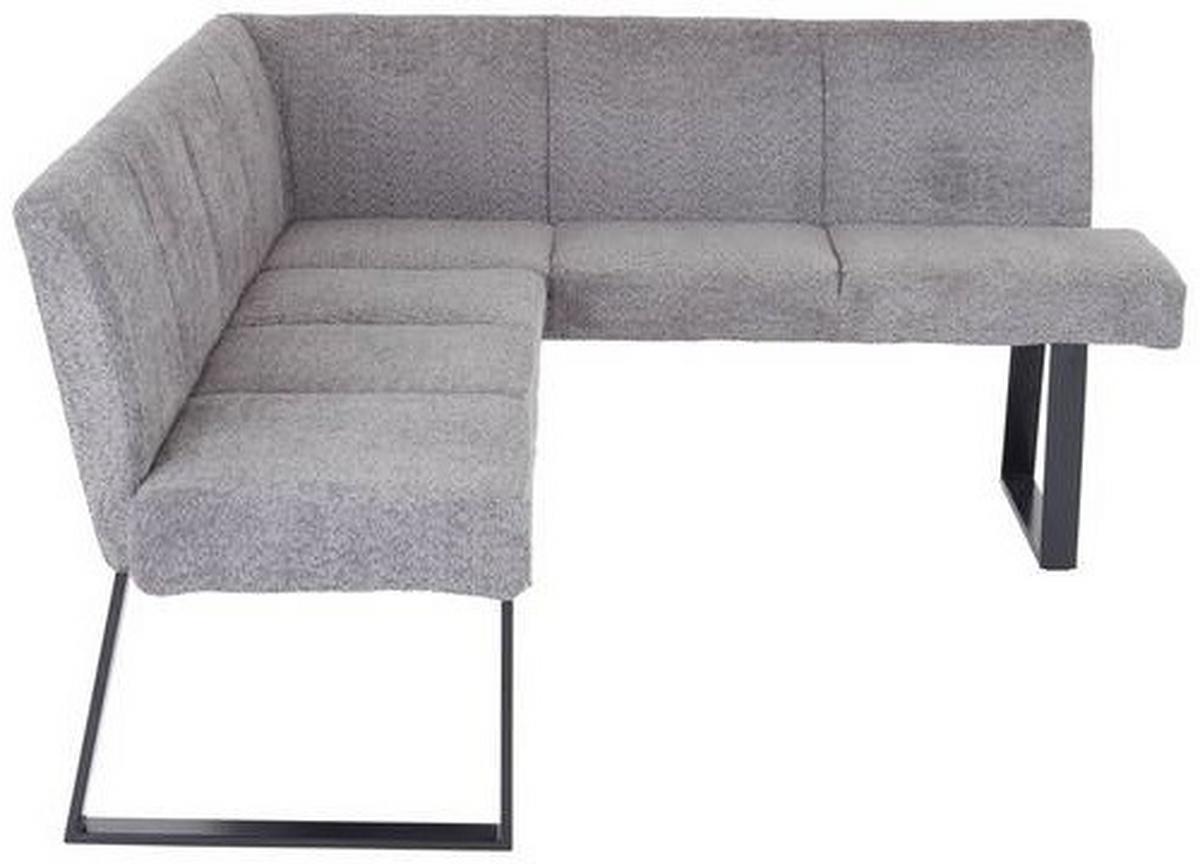 Eckbank Grau Eisen/Polyester Leinenoptik Tampa 190x150 cm - Schwarz/Grau, MODERN, Textil/Metall (190/150cm) - MID.YOU