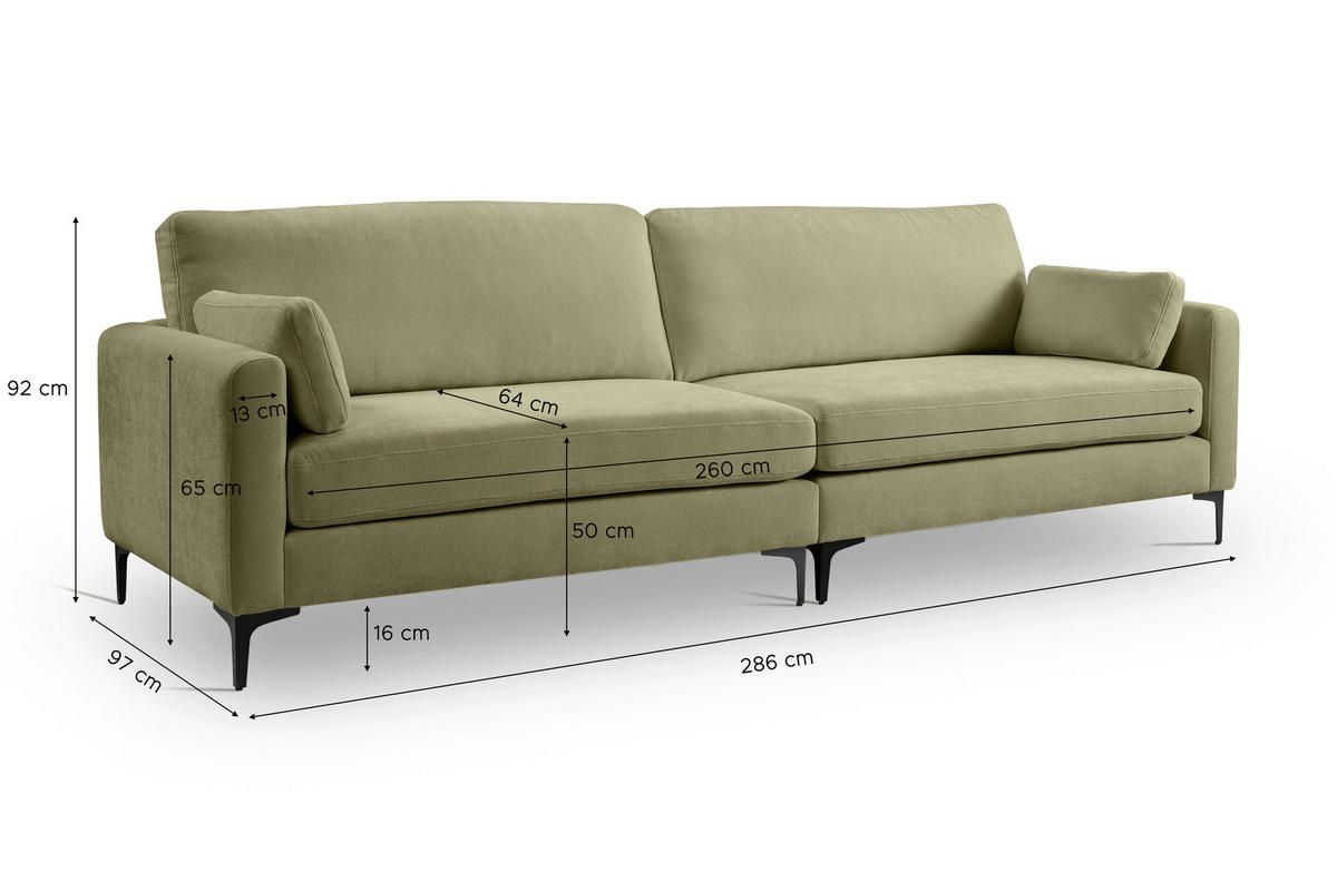 Viersitzer-Sofa Venti Grün B: 286cm - Schwarz/Grün, Basics, Holz/Textil (286/92/97cm) - MID.YOU