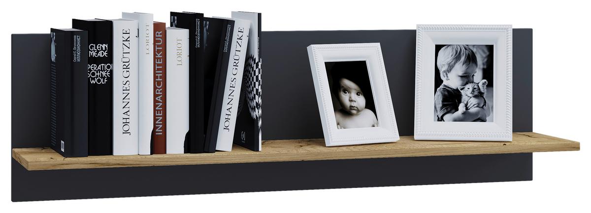 Wandregal Usilo Anthrazit Honigeiche Dekor - Honigeiche/Anthrazit, Design, Holzwerkstoff (102/30/20cm) - MID.YOU