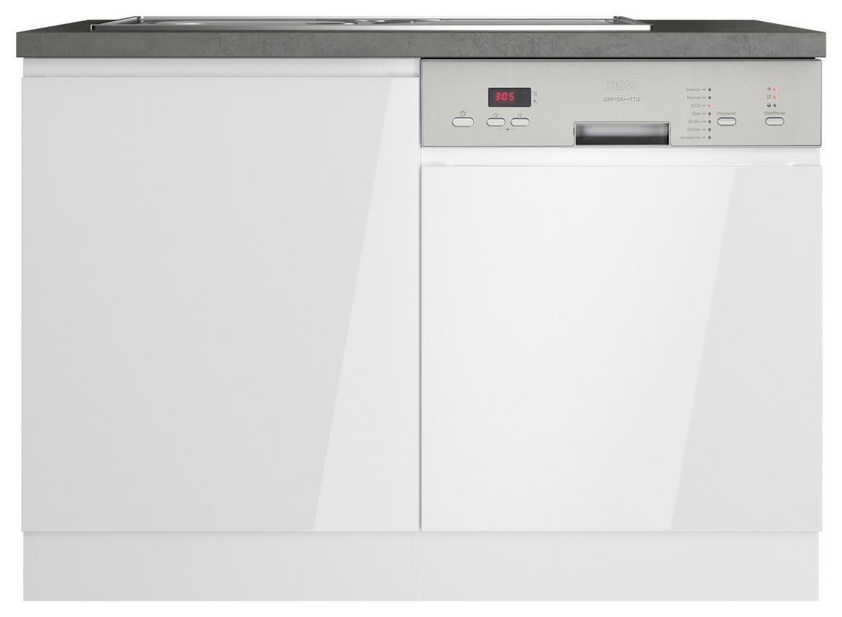 Spülenunterschrank Monza B: 120 Cm Weiß/grau 1 Türe - Weiß Hochglanz/Weiß, LIFESTYLE, Holzwerkstoff (120/86/60cm) - Held