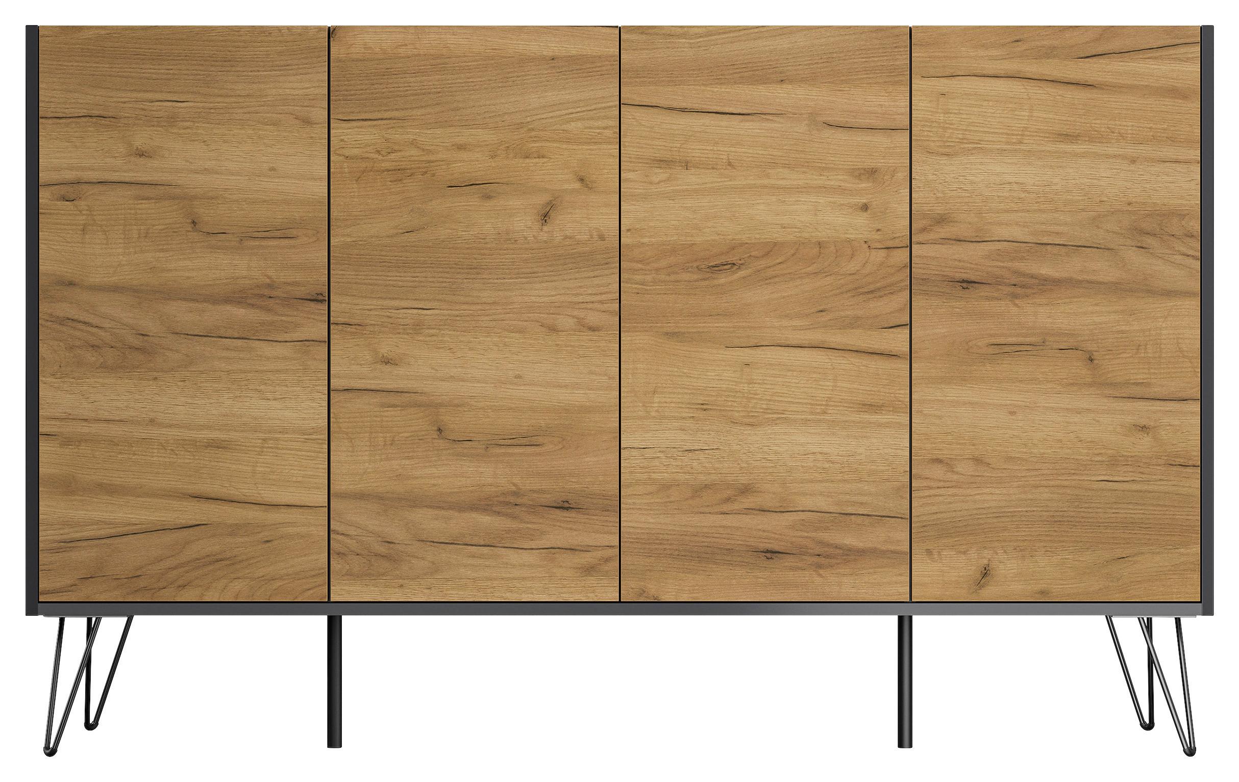 Sideboard Posseik Industrial Graphitfarben/Eichef. 155 cm