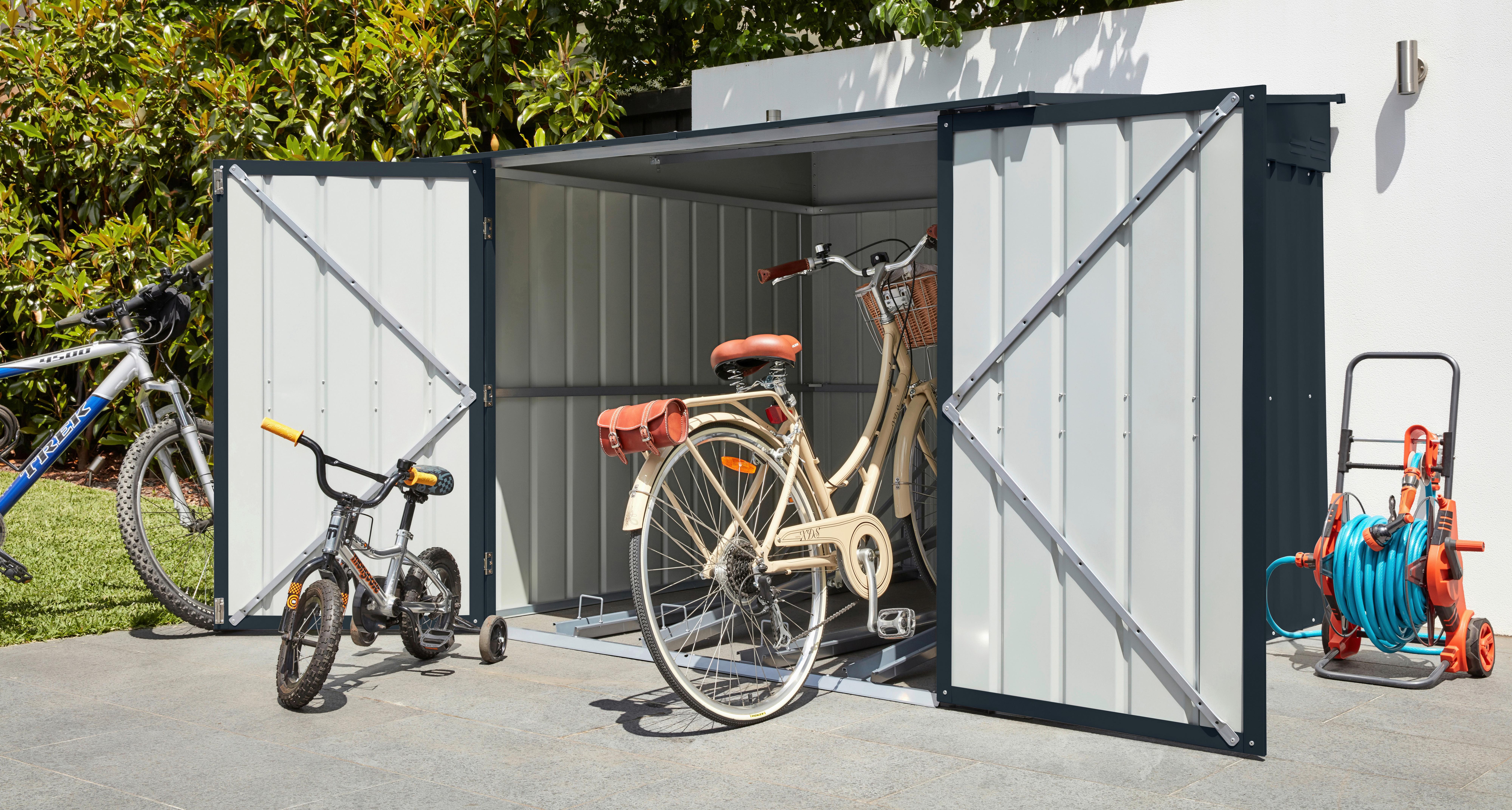 Fahrradgarage Fahrradoase Metall Für 4 Räder Doppeltür - Anthrazit, Basics, Metall (211/165/200cm)