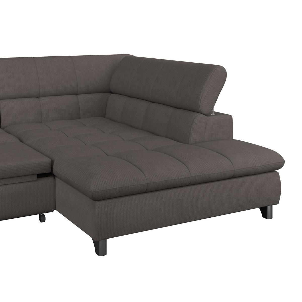 Ecksofa Mit Schlaffunktion Gemini Braun 312x234 Cm - Chromfarben/Braun, KONVENTIONELL, Textil (312/234cm)