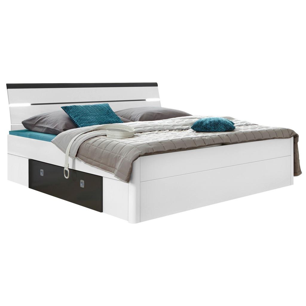 Bett Inkl. Laden + Led 180x200 Mars, Weiß/lava