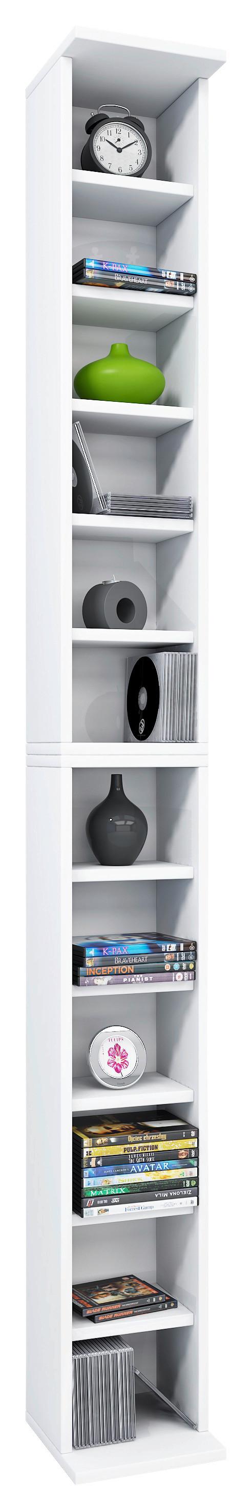 CD Regál Bigol bílý - bílá, Konvenční, kompozitní dřevo (21/183/20cm) - MID.YOU