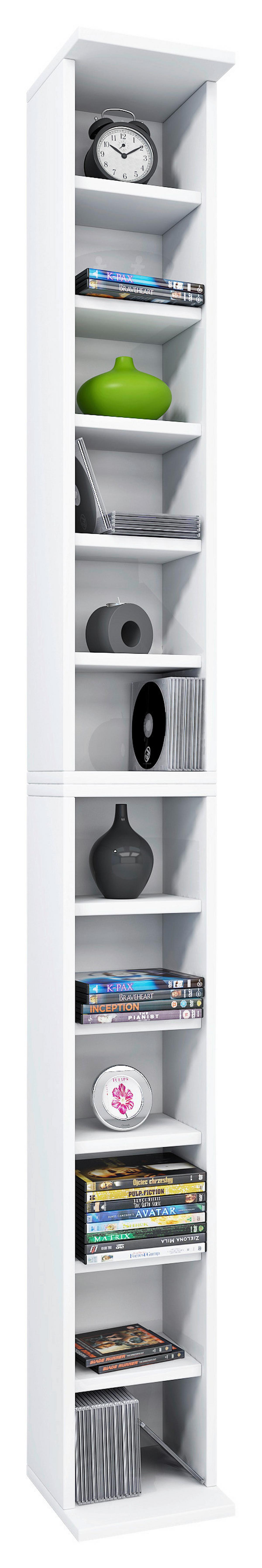 CD Regál Bigol bílý - bílá, Konvenční, kompozitní dřevo (21/183/20cm) - MID.YOU