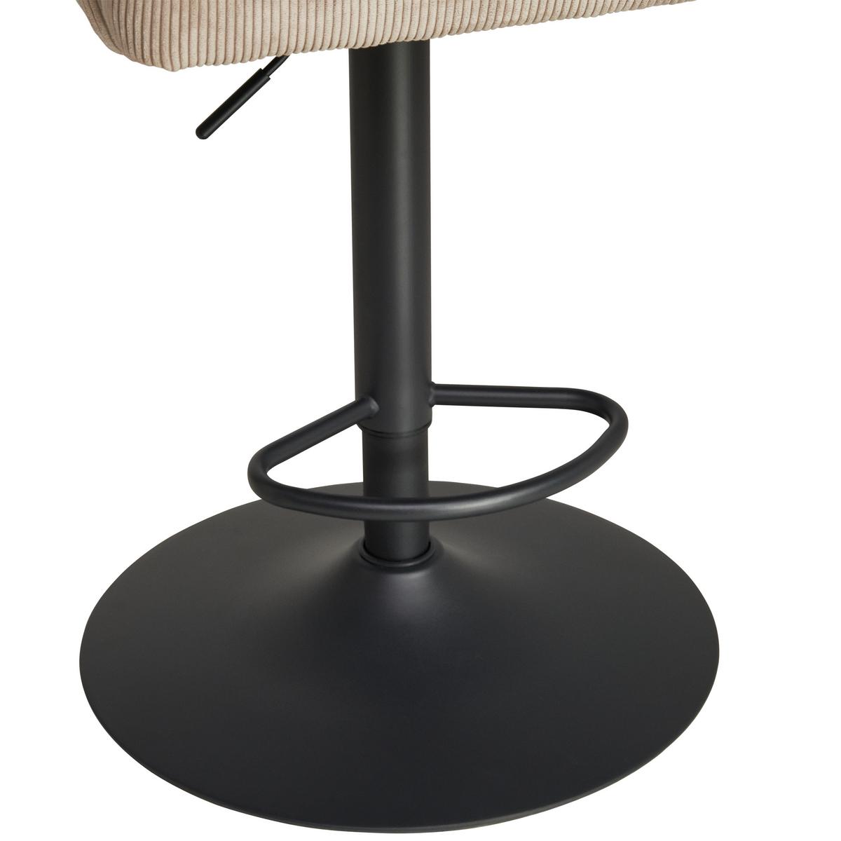 Barhocker Kai Grau Höhenverstellbar Mit Lehne - Schwarz/Grau, KONVENTIONELL, Textil/Metall (57/100-121/57cm) - MID.YOU