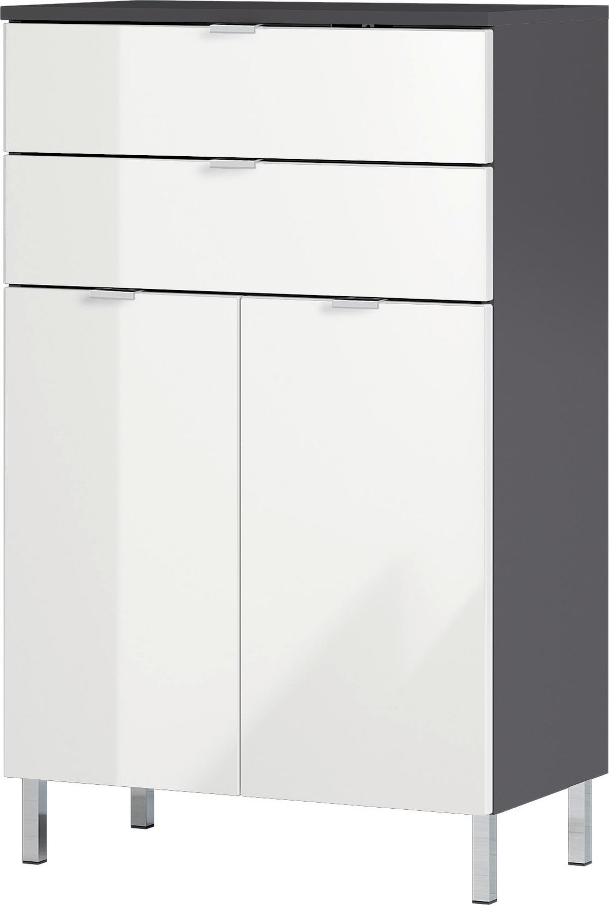 Kommode Soft-Close-System 60 cm Mauresa Graphit/Weiß - Chromfarben/Graphitfarben, KONVENTIONELL, Holzwerkstoff (60/97/34cm) - Germania