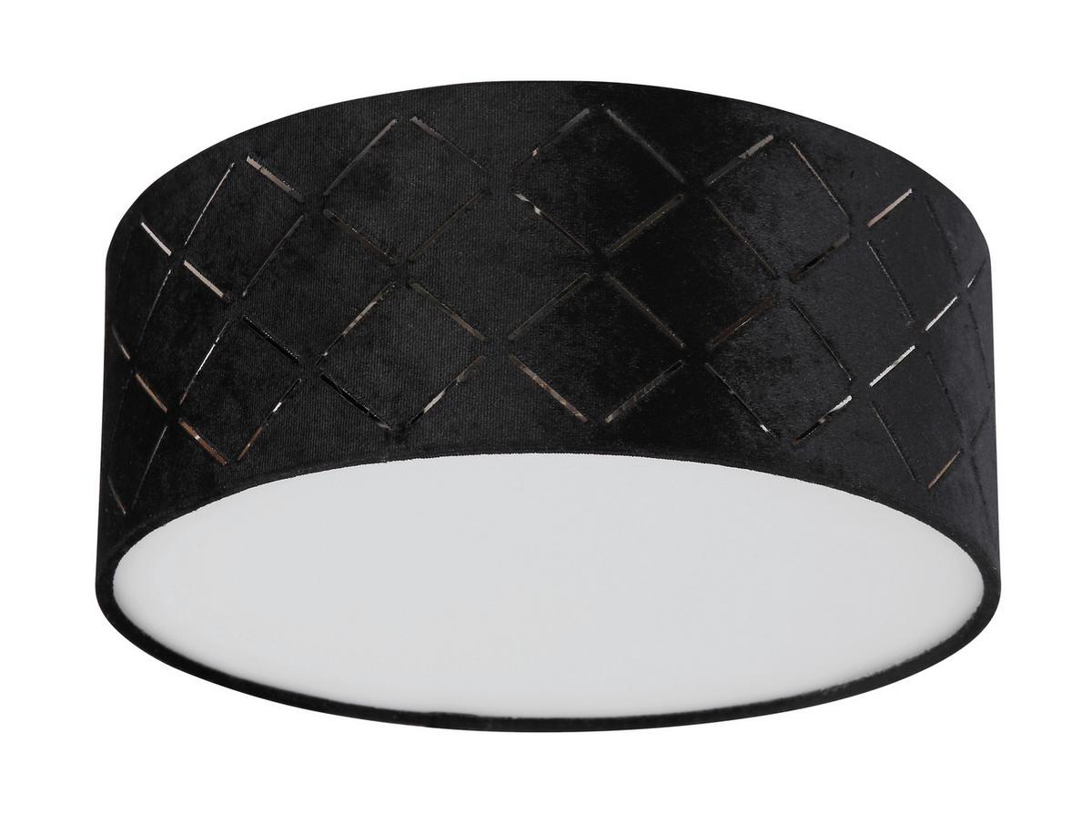 Deckenleuchte Ø 26 Cm 1-Flammig Samt - Opal/Schwarz, Basics, Kunststoff/Textil (26/10cm) - Globo