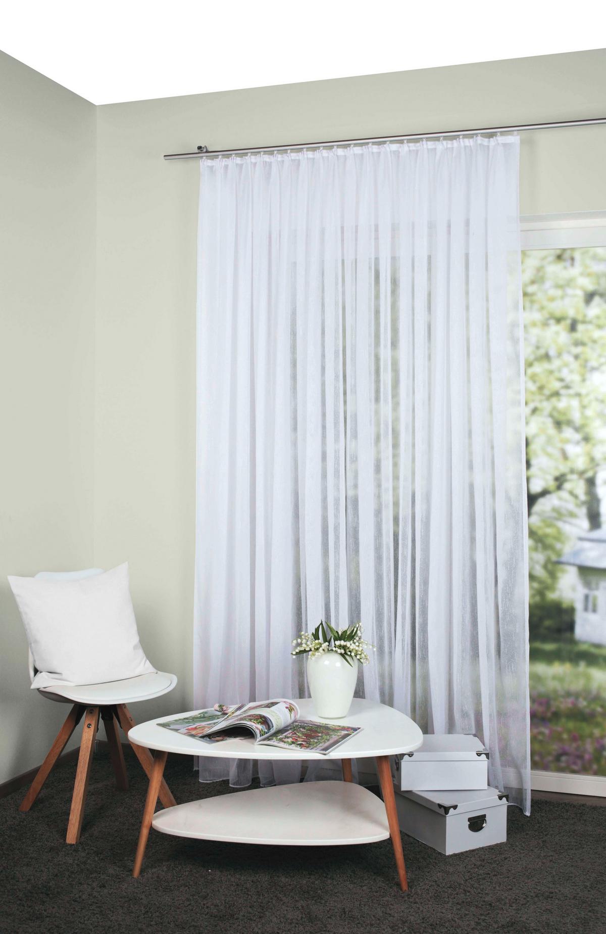 KUSOVÁ ZÁCLONA ALEV - biela, Basics, textil (300/120cm) - Schmidt W. Gmbh