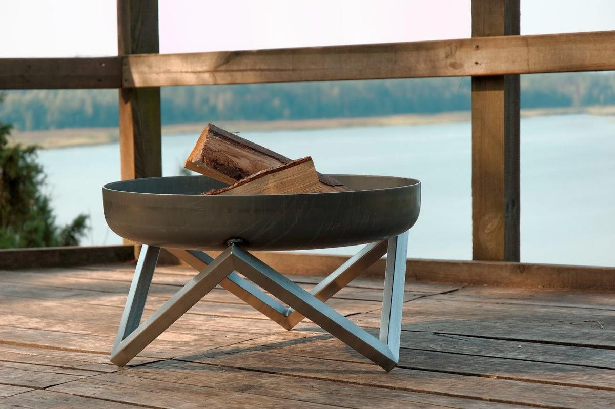 Feuerschale Design Z XXL LxBxH: 63x63x36 cm - Edelstahlfarben/Rostfarben, Basics, Metall (63/63/36cm)