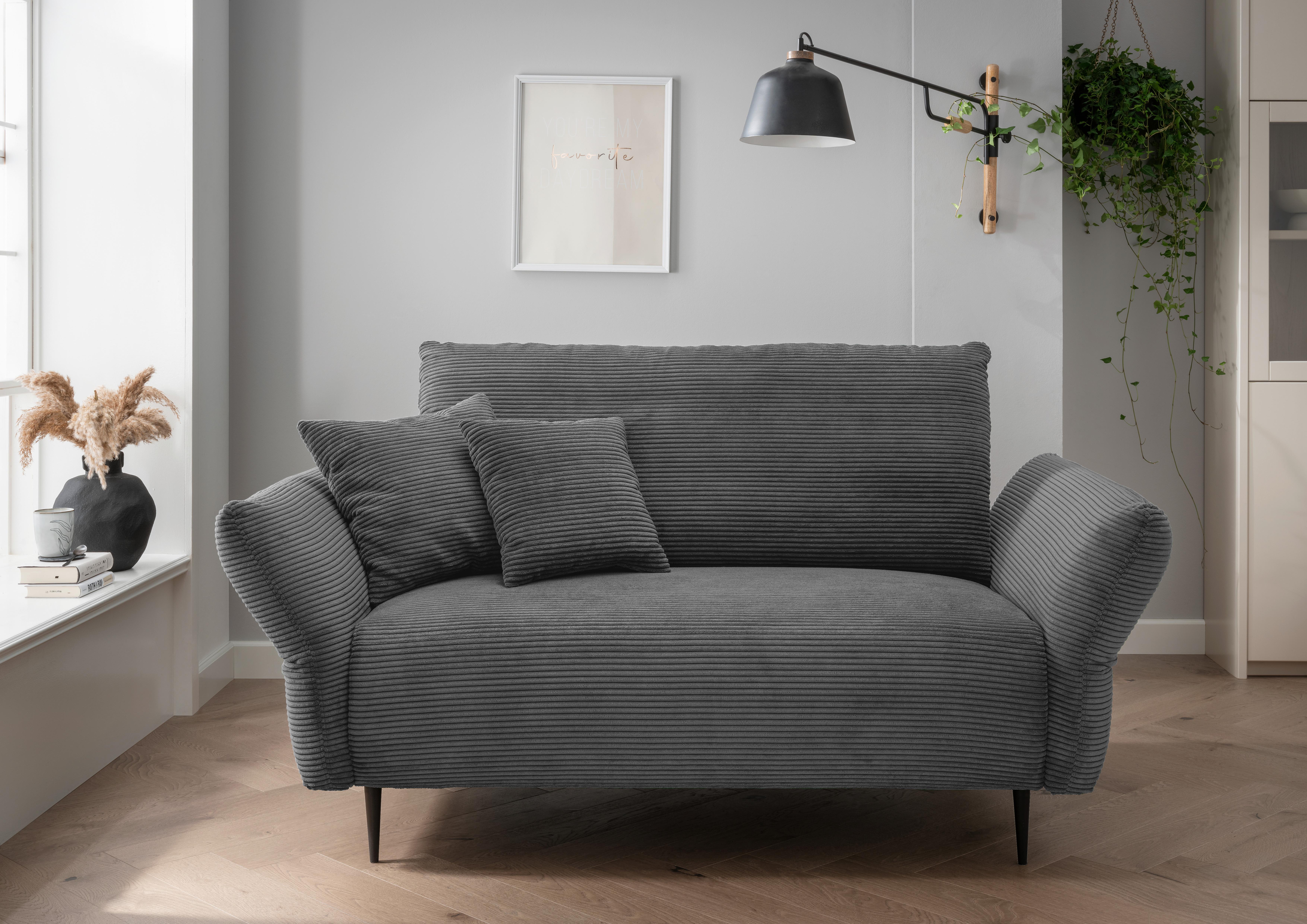 2-Sitzer-Sofa Vanilla Grau - Schwarz/Grau, Design, Textil (163/97/102cm) - Livetastic