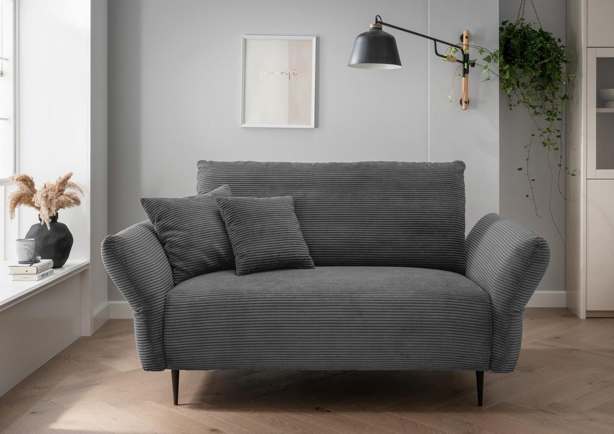2-Sitzer-Sofa Vanilla Grau - Schwarz/Grau, Design, Textil (163/97/102cm) - Livetastic