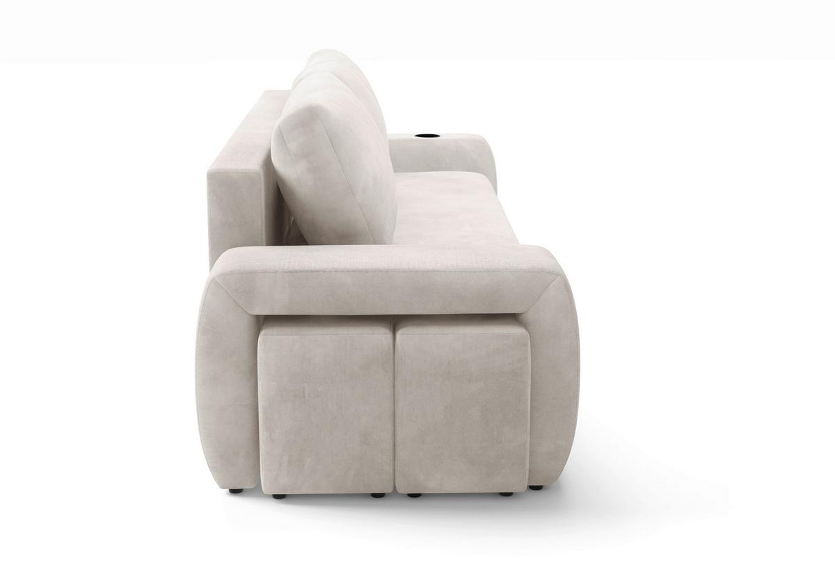 Schlafsofa Ines Creme B: 258cm - Creme/Schwarz, Design, Textil (258/98/95cm) - Livetastic
