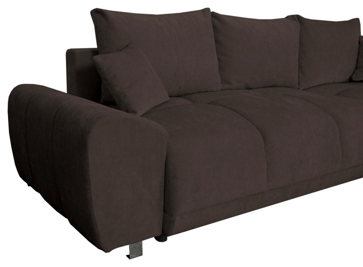 ECKSCHLAFSOFA Ramon, Braun S: 296x182 cm - Chromfarben/Beige, Trend, Textil (296/182cm)