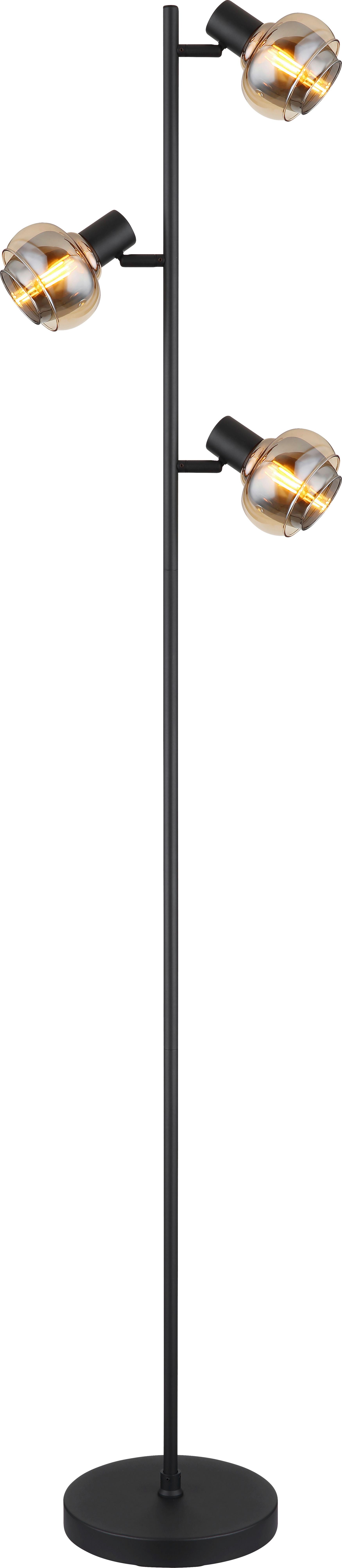 STEHLEUCHTE JULIUS - Bernsteinfarben/Schwarz, MODERN, Glas/Metall (25/23/154cm) - James Wood