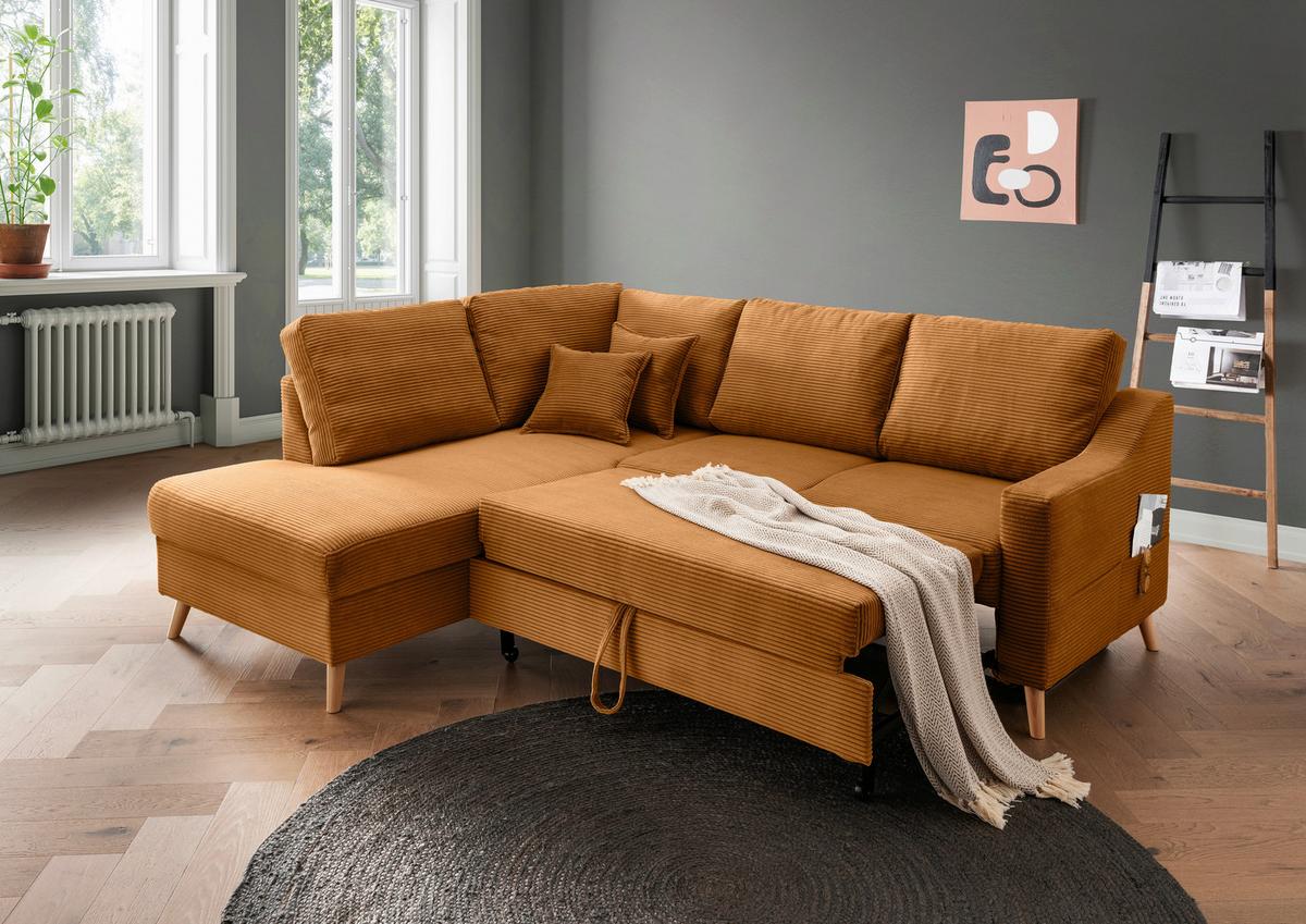 Ecksofa Valentina Goldfarben S: 200x230 Cm - Goldfarben/Naturfarben, MODERN, Textil (200/230cm) - Livetastic