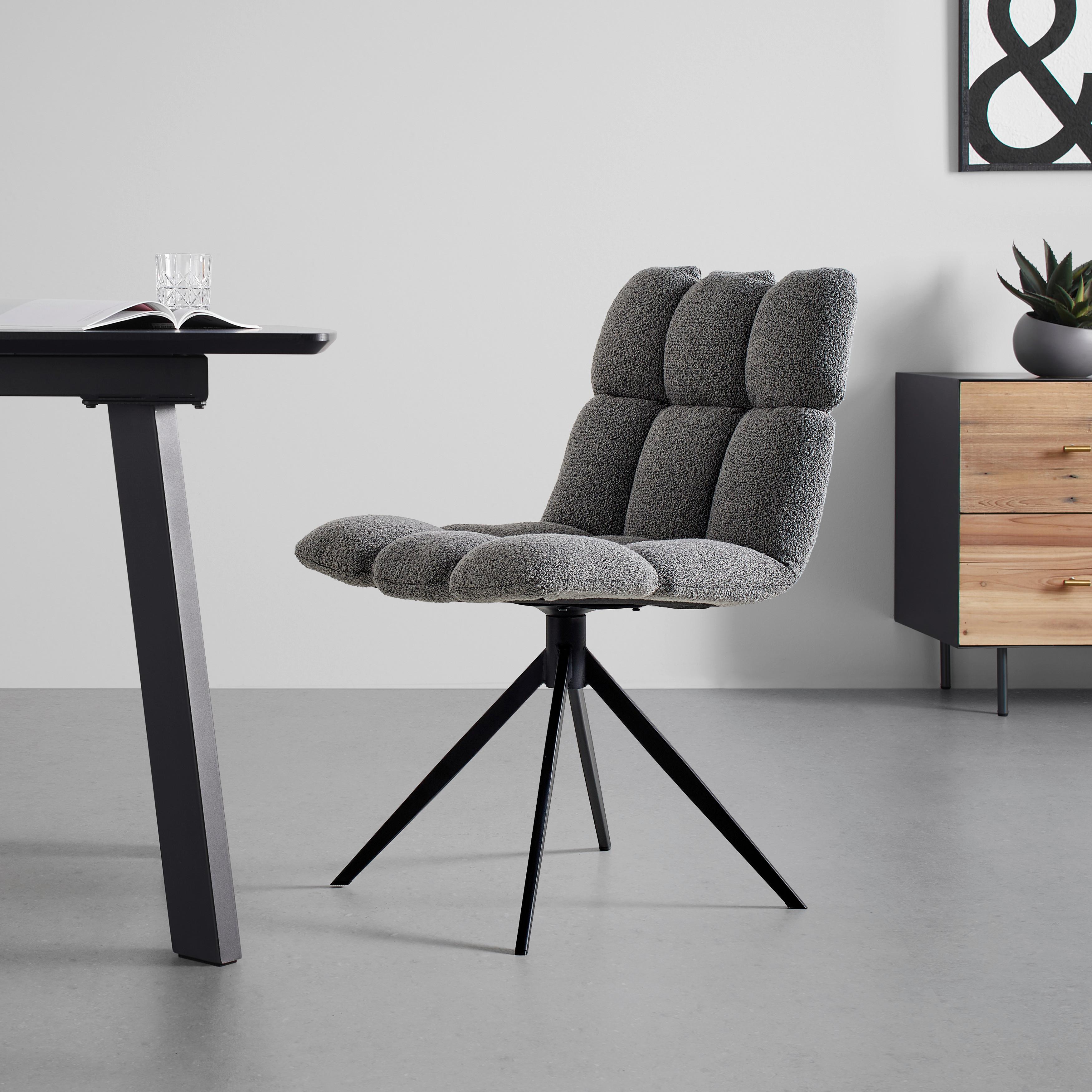 Otoční židle MALU šedá - šedá/černá, Moderní, kov/textil (53/68/83cm) - Bessagi Home
