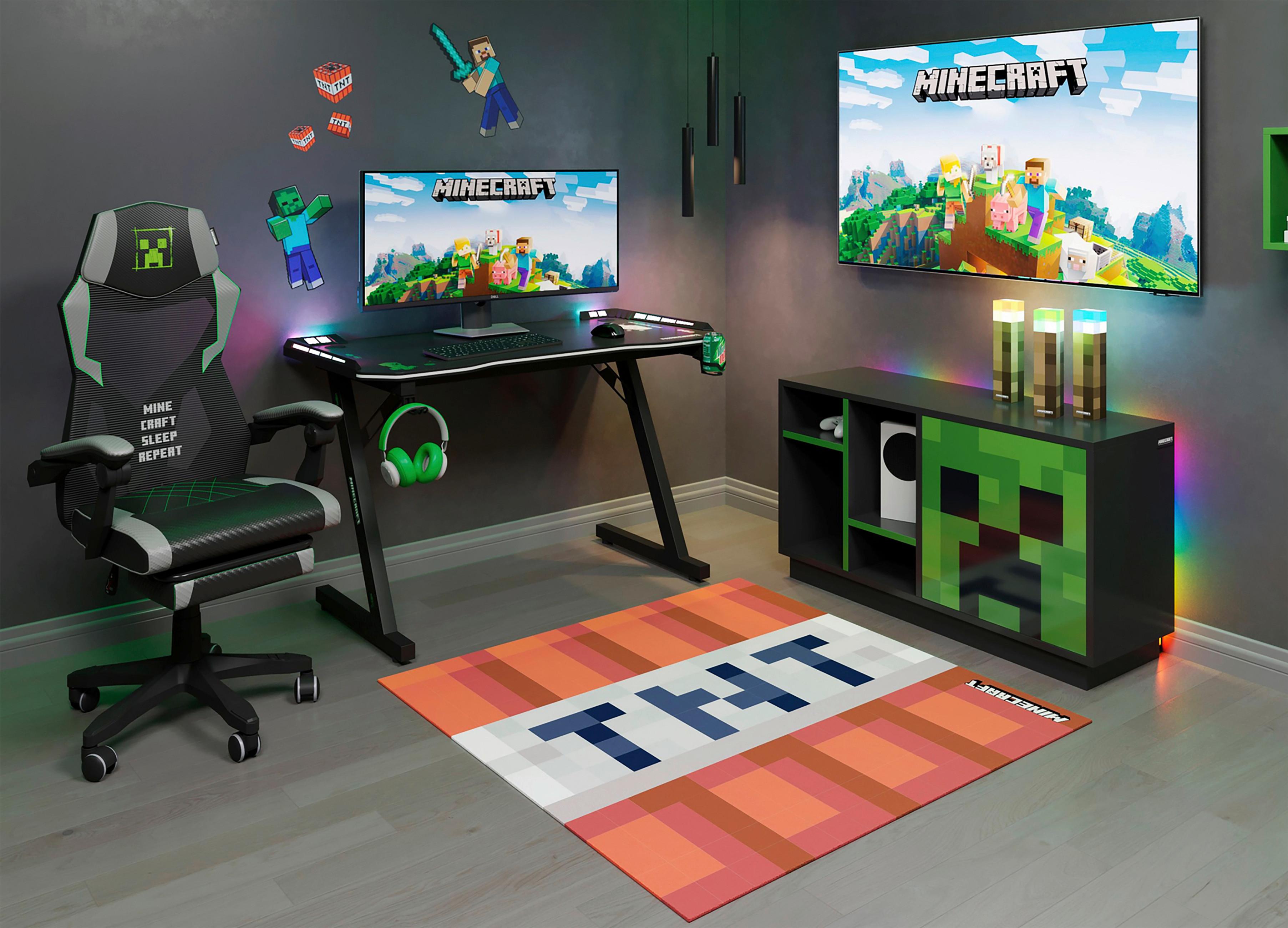 Gamingstuhl Minecraft - Grau/Grün, MODERN, Kunststoff/Textil (61/114,5/62,5cm) - Minecraft