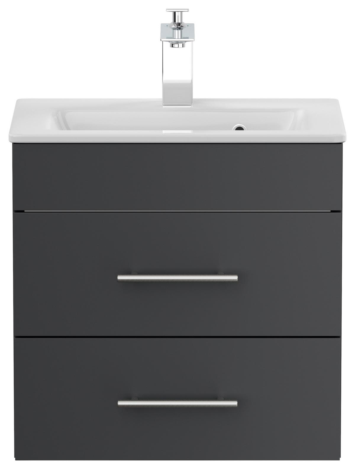 Badezimmer Portus Graphitfarben B: 50 cm - Graphitfarben/Weiß, MODERN, Keramik/Holzwerkstoff (50cm) - MID.YOU