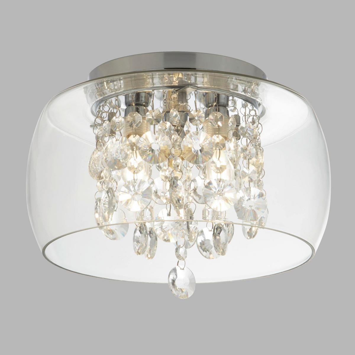 Bad-deckenleuchte Ip44 Chromfarben Ø 28 Cm 3-Flammig - Chromfarben, Design, Glas/Metall (28/20cm)