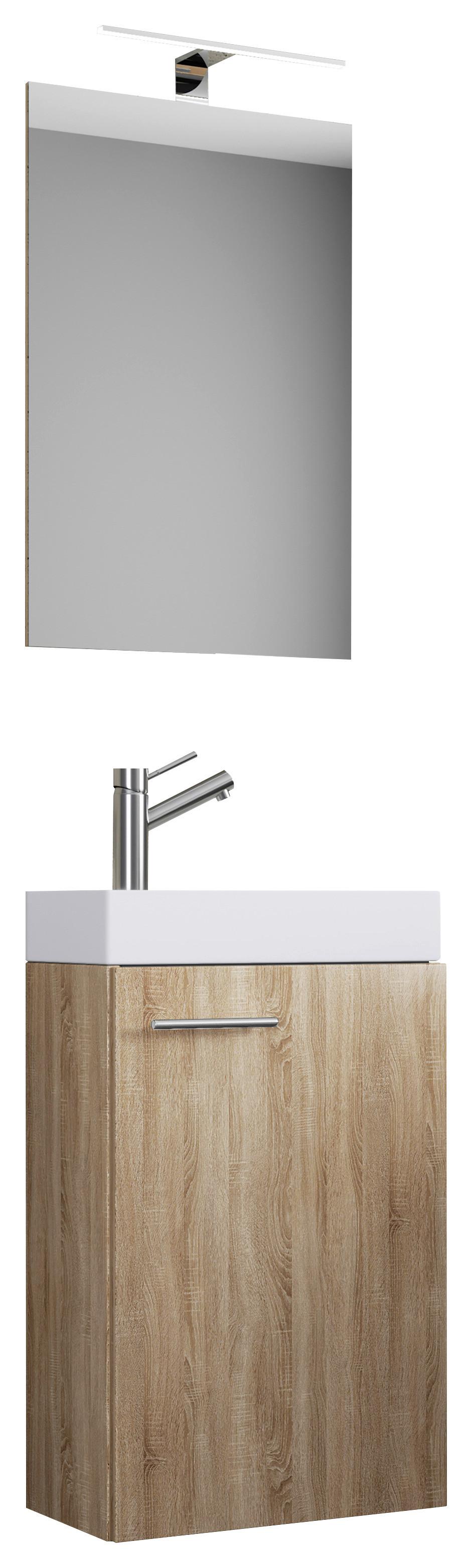 GÄSTEBAD Slito Sonoma Eiche B: 41 cm - Weiß/Sonoma Eiche, MODERN, Keramik/Holzwerkstoff (41cm) - MID.YOU