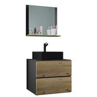 Badezimmer Lendas Bl M - Honigeiche/Anthrazit, MODERN, Glas/Keramik (61cm) - MID.YOU