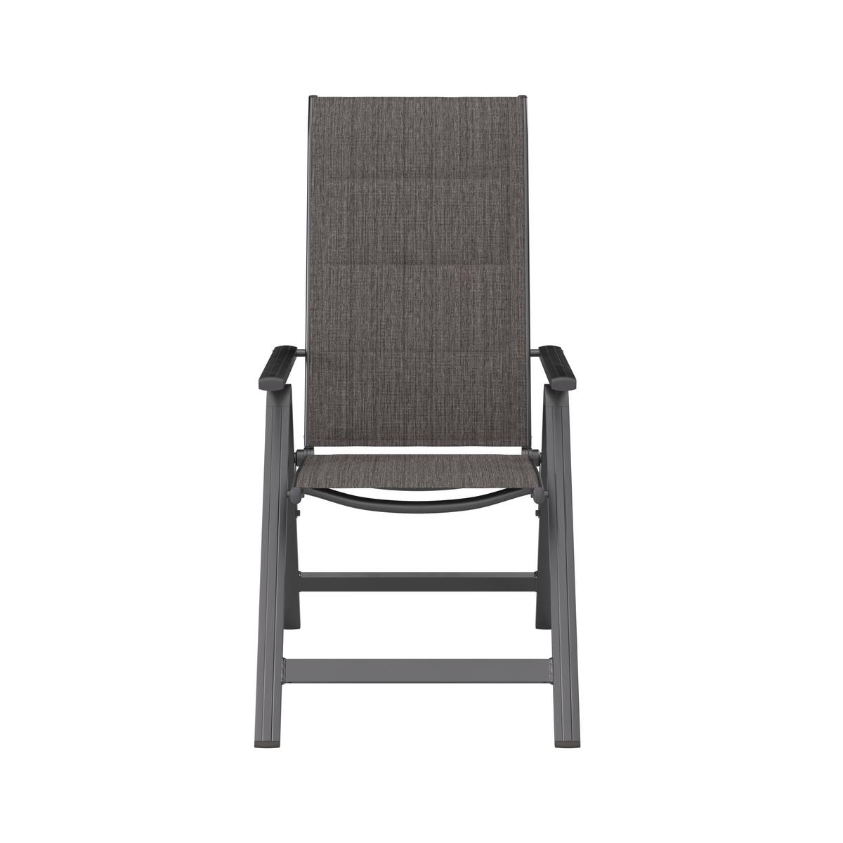 Gartensessel Klappbar Verena Aluminium, Textil - Dunkelgrau, MODERN, Textil/Metall (57/108/70cm) - Beldano