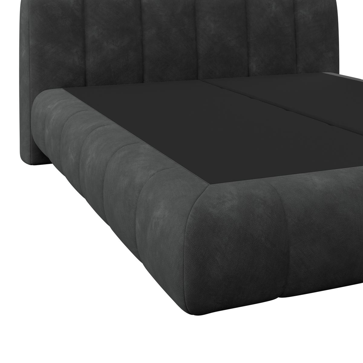 Boxspringbett Nobu O. Matratze Anthrazit, Lf: 160x200 Cm - Anthrazit/Schwarz, Trend, Holz/Textil (160/200cm)