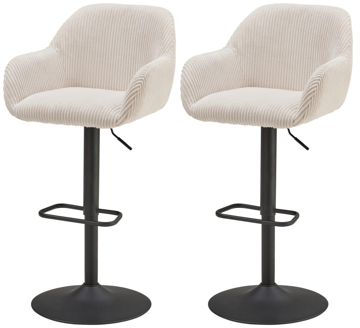 Barhocker-set Kiana - Beige/Schwarz, LIFESTYLE, Textil/Metall (44/95-117/55cm) - Livetastic